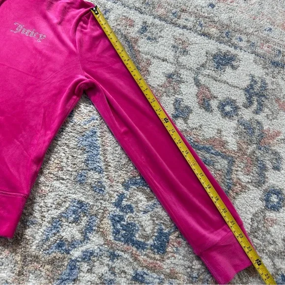 Vintage Juicy Couture Pink Velour Tracksuit Set Rhinestone Y2K Hoodie Pants - Picture 10 of 10